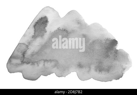 Neutral gray watercolor stains with natural stains on a paper basis. Isolated frame for design hand-drawn by brush. Abstract background. Stock Photo