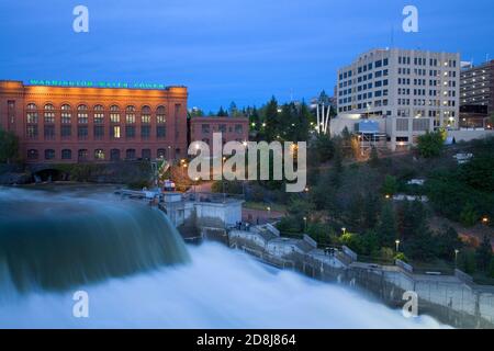 Lower Falls of Spokane River in Major Flood, Riverfront Park, Spokane, Washington State, USA Stock Photo