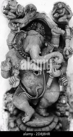 beautiful statue of lord ganesh idol made on rock Stock Photo