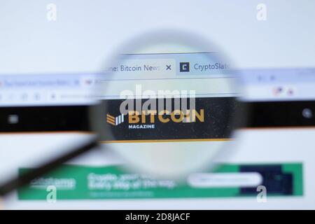 New York, USA - 26 October 2020: Bitcoin Magazine website with logo close up, Illustrative Editorial Stock Photo