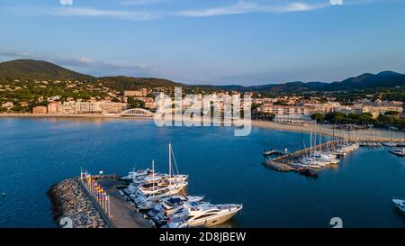 Aerial view of Sainte-Maxime seafront in French Riviera (South of France) Stock Photo