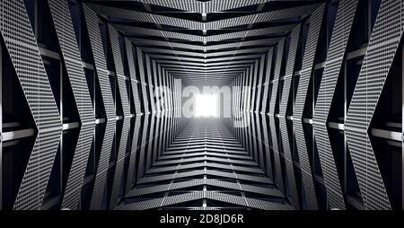 Abstract futuristic speed tunnel, modern geometric concept 3d render 3d illustration Stock Photo