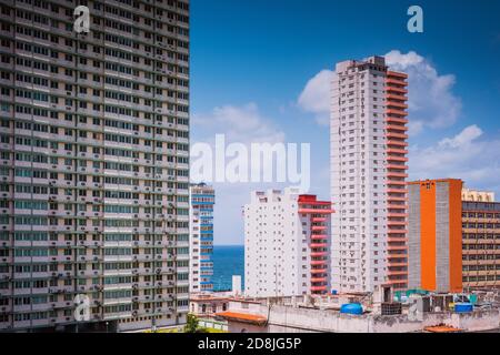 Skyscrapers in Vedado. La Habana - La Havana, Cuba, Latin America and the Caribbean Stock Photo