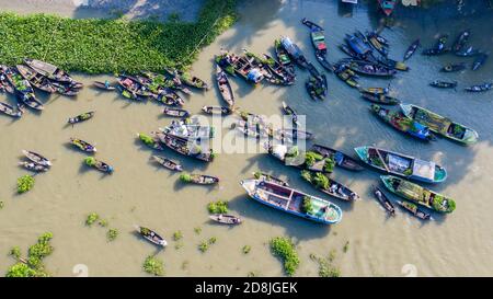 Boithakata floating market on the Belua River under Nazirpur upazila of Pirojpur drstrict. Bangladesh Stock Photo