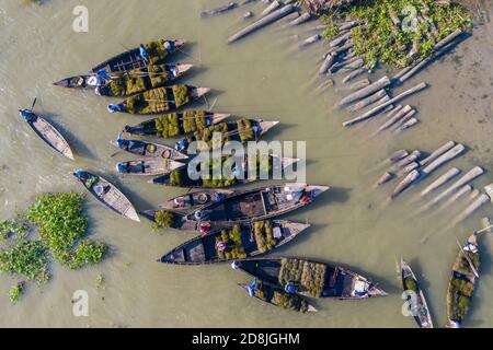 Boithakata floating market on the Belua River under Nazirpur upazila of Pirojpur drstrict. Bangladesh Stock Photo