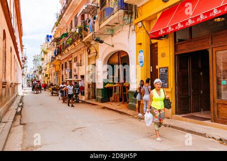Cuban local atmosphere in a popular street. La Habana - La Havana, Cuba, Latin America and the Caribbean Stock Photo