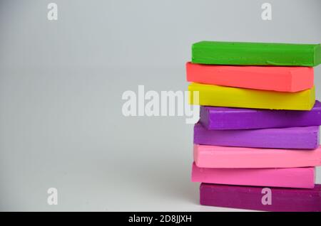 A set of colors of Modeling clay. Modeling and design for children. on white background Stock Photo