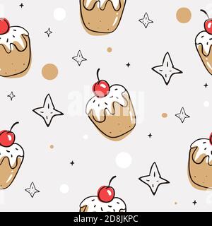 Seamless pattern with dessert. Christmas background. Vector EPS 10 Stock Vector