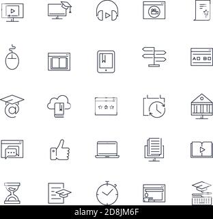 Line icons set. Online education pack. Vector Stock Vector