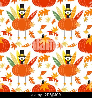 Happy Thanksgiving Day seamless vector pattern Stock Vector