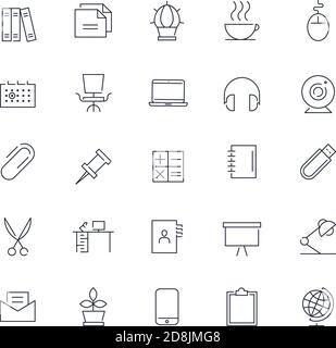 Line icons set. Workplace pack. Vector batch Stock Vector