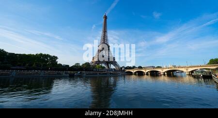 eiffel tour over Seine river Stock Photo