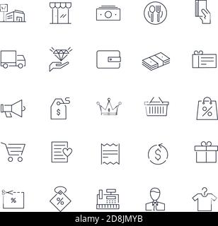 Line icons set. Shopping pack. Vector illustration Stock Vector