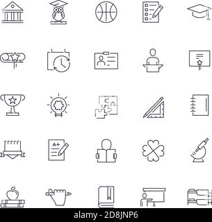 Line icons set. College pack. Vector illustration Stock Vector