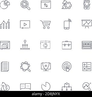 Line icons set. SEO pack. Vector illustration.  Stock Vector