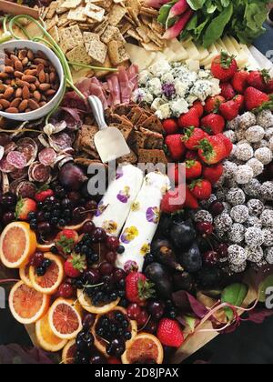 Assortment of Food on Platter Stock Photo