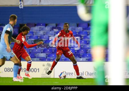 Birmingham, UK. 30th Oct, 2020. Alf Semedo of Reading (on loan from Benfica) attacks down the left flank during the Sky Bet Championship match between Coventry City and Reading at St Andrews, Birmingham, England on 30 October 2020. Photo by Nick Browning/PRiME Media Images. Credit: PRiME Media Images/Alamy Live News Stock Photo