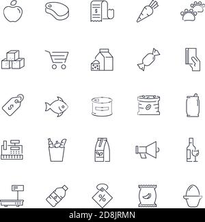 Line icons set. Grocery pack. Vector illustration Stock Vector