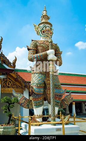 Grand Palace, Temple of the Emerald Buddha - Wat Phra Si Rattana Satsadaram / Wat Phra Kaew, Bangkok, Thailand - detail Stock Photo