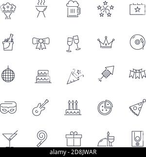 Line icons set. Party pack. Vector illustration Stock Vector