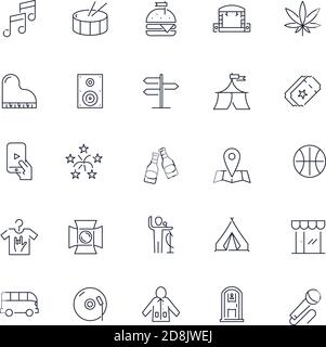 Line icons set. Music festival pack. Vector  Stock Vector