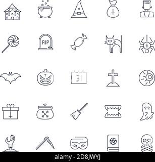 Line icons set. Halloween pack. Vector batch Stock Vector