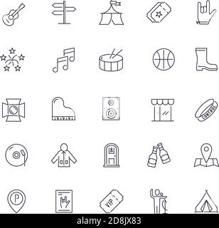 Line icons set. Music festival pack. Vector  Stock Vector