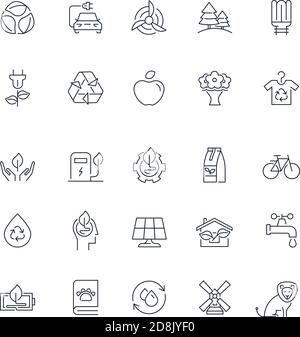 Line icons set. Eco pack. Vector illustration  Stock Vector
