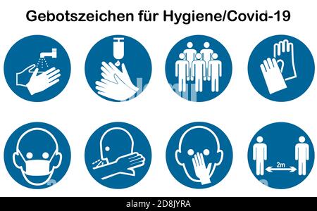 Collection of mandatory signs for Covid-19. Vector file Stock Vector