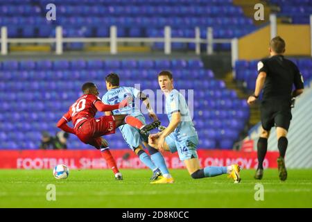 Birmingham, UK. 30th Oct, 2020. Alf Semedo of Reading (on loan from Benfica) wins a free kick during the Sky Bet Championship match between Coventry City and Reading at St Andrews, Birmingham, England on 30 October 2020. Photo by Nick Browning/PRiME Media Images. Credit: PRiME Media Images/Alamy Live News Stock Photo