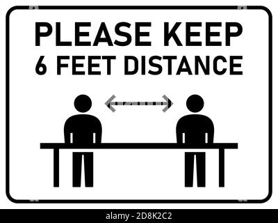 Please Keep 6 Feet Distance Horizontal Warning Sign Showing Socially ...
