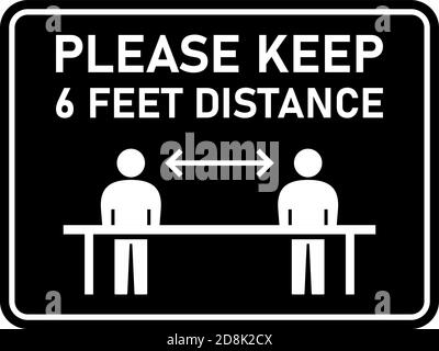Please Keep 6 Feet Distance Horizontal Warning Sign Showing Socially ...