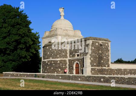 Close-up of rotunda with angel at Tyne Cot Cemetery (1914-1918) in Zonnebeke, Belgium