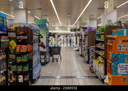 Pingo Doce Supermarket aisles in Funchal, Madeira Stock Photo