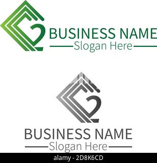Number 2  square logo icon concept design Stock Vector