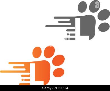 Letter L  icon on paw prints logo design Stock Vector
