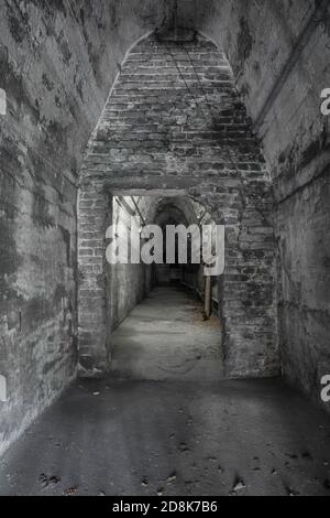 tunnel in a historic factory Stock Photo