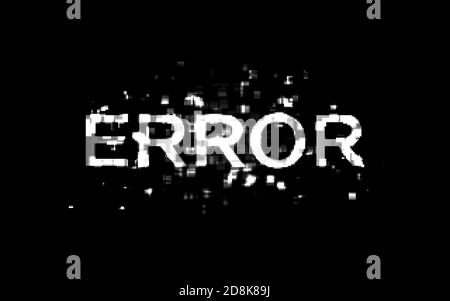 Glitch error. No signal template. Digital video problem in white and black. System error and noise on black background. Data distortion. Vector Stock Vector