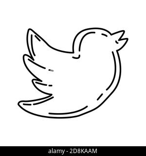 Twitter Icon. Doodle Hand Drawn or Black Outline Icon Style Stock Vector