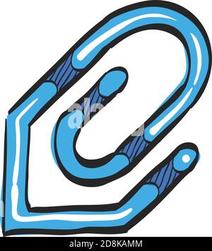 Attachment file icon in color drawing. Internet communication email message attach Stock Vector