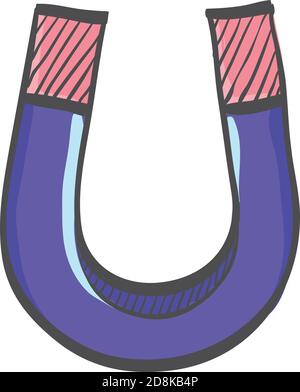 Magnet icon in color drawing. Object electromagnet metal power pull south north Stock Vector