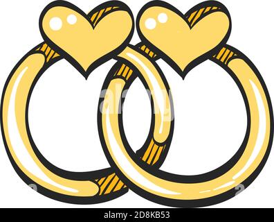 Wedding ring icon in color drawing. Stock Vector