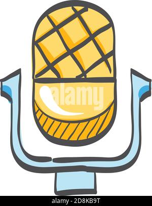 Microphone icon in color drawing. Stock Vector