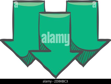 Multiple download arrow icon in color drawing. Stock Vector