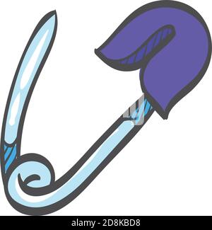 Pin icon in color drawing. Baby diaper fastener clothes closed Stock Vector