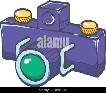 Panorama camera icon in color drawing. Landscape nature architecture photography lens Stock Vector