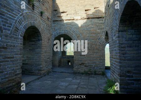 Fort of the Wall of China. Inside of the old bastion. Entrance arches Stock Photo