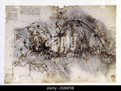 Leonardo da Vinci. Map of the Arno and Mugnone, west of Florence.1504