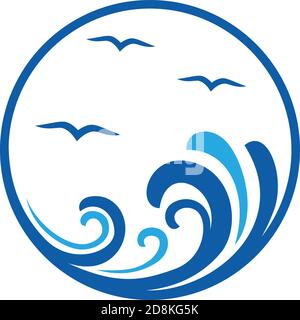 Sea wave icon design template vector isolated illustration Stock Vector
