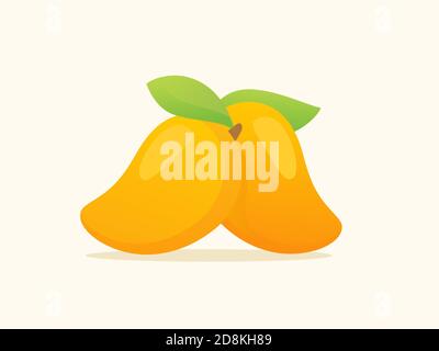 Mango fruit fresh juicy vitamin nutrition fiber white isolated background with flat color style Stock Vector